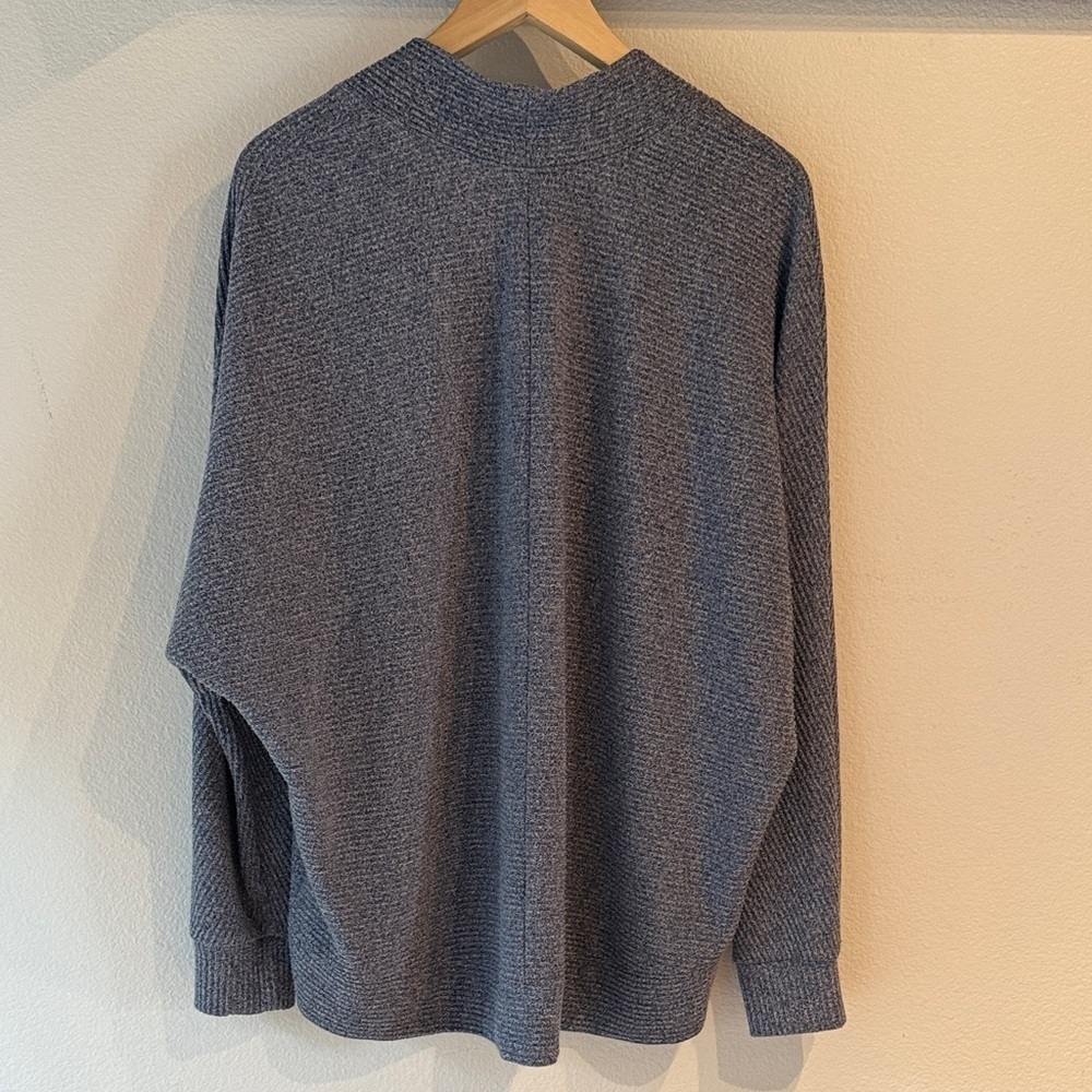 GAP Cocoon Cardigan Sweater, Ribbed, Heathered Blue, Size L - Picture 3 of 8